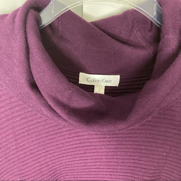Calvin Klein Purple Knit Bell Flare Sleeve Cowl Neck Sweater Medium - Picture 2 of 5